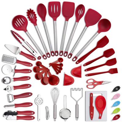 China Sustainable Success 42 Piece Stainless Steel Cooking Cookware Set Silicone Nylon Spatula Set for sale