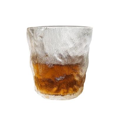 China Creative Viable Whiskey Glass Pattern Glacier Style Ins Lower Bar Wine Glass Thick Cup 350ml for sale