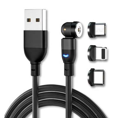 China High Speed ​​Data Charging Fast Charging Cable 540 Degree Rotation Magnetic 3 In 1 Usb Cable Mobile Phone Charging Cable for sale