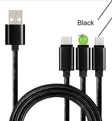 China Mobile Phone Types Braided Data Cable 3 in 1 USB Cable Multi-Function Mobile Phone Charging Charging Cable for sale