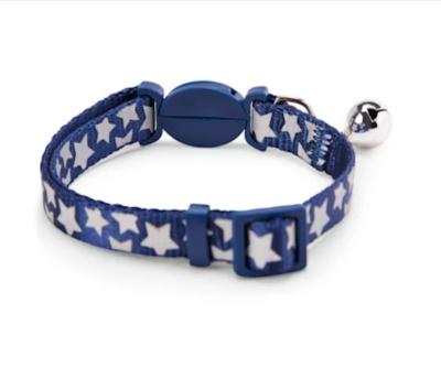 China Padded Legend Navy Reflective Star-Print Cat Collar for sale