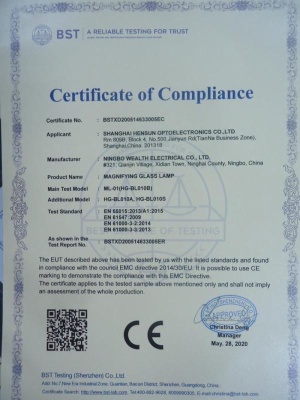 CE - Ningbo Wealth Electrical Co., Ltd.