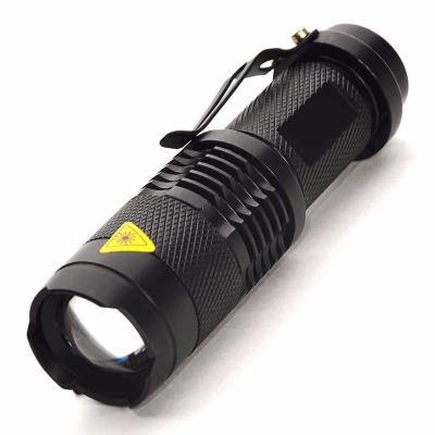 China Emergency Customized High Power Waterproof Zoomable Mini Torch 18650/AA Powered Q5 Mini Led Tactical Flashlight With Clip For Camping for sale