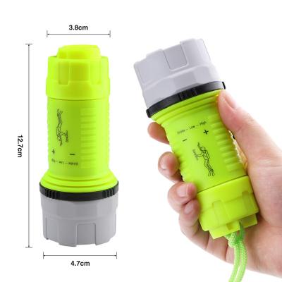 China Factory Wholesale Waterproof Powerful Diving Plastic Flashlight Camping IP68 Flashlight Torch Underwater Work for sale