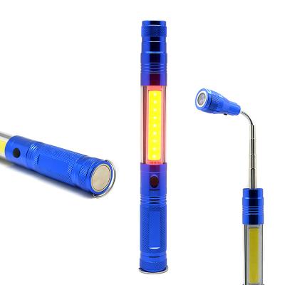 China Factory Wholesale Multifunctional COB Emergency 3 LED +3W Curvature Telescopic Flashlight with Magnet on Bottom for sale