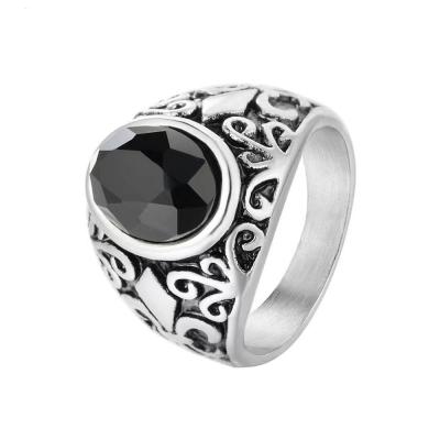 China TRENDY Creative Cross Fashion Simple Diamond Ring Men's Retro Stainless Steel Ring Jewelry for sale