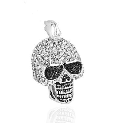 China Hot Selling Inlaid Men's Skull Punk Pendant Stainless Steel Diamond Stainless Steel Jewelry Hip Hop Pendant for sale