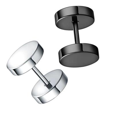 China New European and American fashion European and American style stainless steel men's punk barbell earrings for sale