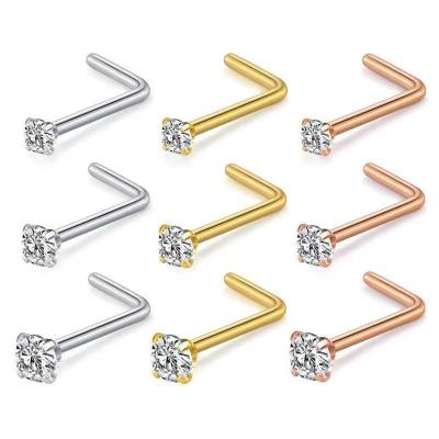 China FASHIONABLE medical stainless steel zircon nose ring nose stud sting invisible accessories for sale