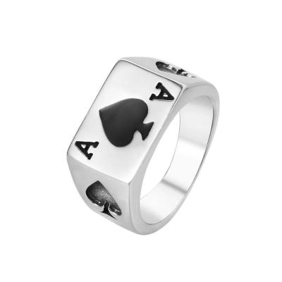 China Ring Fashion Spades retro men's titanium steel ring A European and American fashionable personality jewelry wholesale FASHIONABLE for sale