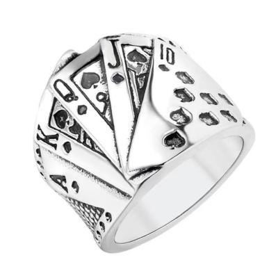 China CLASSIC Mens Poker Texas Style Ring Stainless Steel Wizard Punk Personality Ring for sale