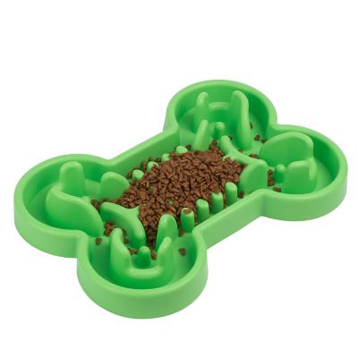 China Sustainable Floating Single Bone Form Anti Choking Bowl For Dogs Slow Feeding Silicone Slow Feeder Pet Bowls for sale