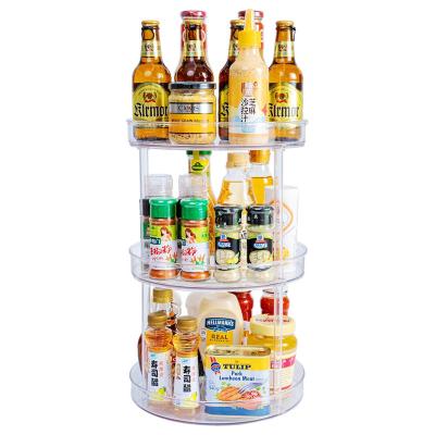 China 3 Tier Clear 360 Rotating Lazy Susan Tray Countertop Spice Display Rack for sale