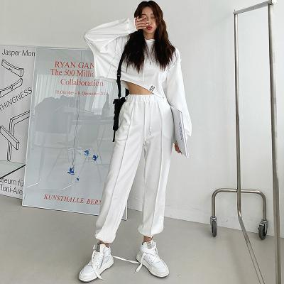 China Breathable wholesale women jogger set logo women jogger tops custon Hoodies and Sweatshirts cotton OEM/ODM for sale