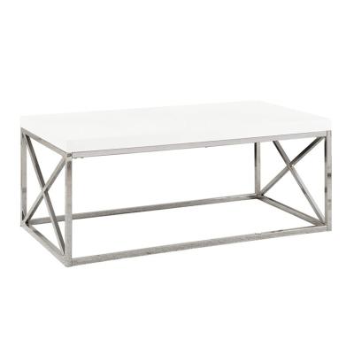 China Center Inch L Table Metal Frame 44(Height) Marble Coffee Tables Modern Living Room Adjustable Bright White Chrome Coffee Table for sale