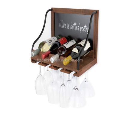 China Sustainable Hanging Wine Rack 4 Bottles Stem Wall Mounted Wooden Wine Glass Stemware Wine Rack for sale