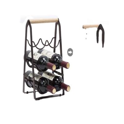 China Wine Rack 6 Bottle 3 Tier Design Basement Classic Wooden Pantry Viable Cabinet Table Bamboo Wine Rack for sale