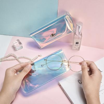 China Fashionable .eco-friendly custom clear transparent laser PVC sunglasses case for packing glasses for sale