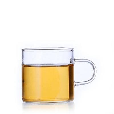 China Viable Customizable Heat Resistant Glass Small 100ml/120ml Tea Cup With Handle Desktop Kungfu Tea Set for sale