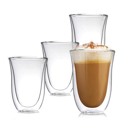 China Espresso Coffee Mugs Double-Wall Sustainable French Glass Coffee Mug Thermal Insulated Glass Mug for sale