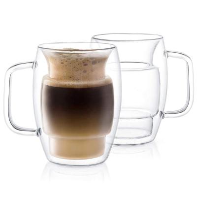 China Viable Handmade Double Wall Coffee Mug Bulk Glass Custom Shape Coffee Mugs For Tea Coffee Milk Beer for sale