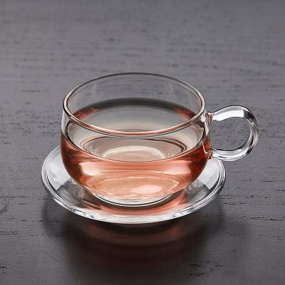 China Alibaba's Best-Selling Tea Cups Borosilicate Glass Sustainable Reusable Clear Glass Coffee Cup With Saucers for sale