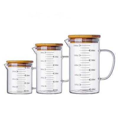 China Viable Home Use Different Size Fashion High Borosilicate Glass Measuring Cup With Lid for sale