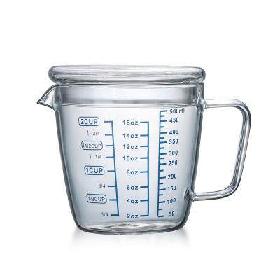 China Sustainable Microwave Safe Kitchen Accessories 3 Measuring Scales Cup Glass Measuring Cup With Lid for sale