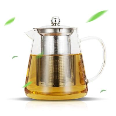 China Viable Chinese Hot Sale Teapot Borosilicate Glass with 304 Stainless Steel Infuser Blooming Tea Tea Set Maker and Set for sale