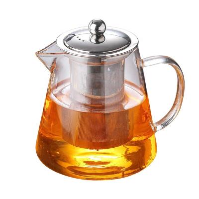 China Cangzhou Sustainable Supplier High Quality Heat Resistant Glass Teapot with Stainless Steel Infuser and Lid for Gifts for sale