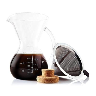 China WITH LID Live Quick Pour Over Coffee Maker Set High Borosilicate Pyrex Glass Coffee Pot Handle for sale