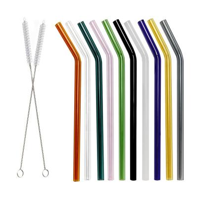 China Customized Viable Size Glass Juice Straws Optional Clear Color Handmade Reusable Straw for sale