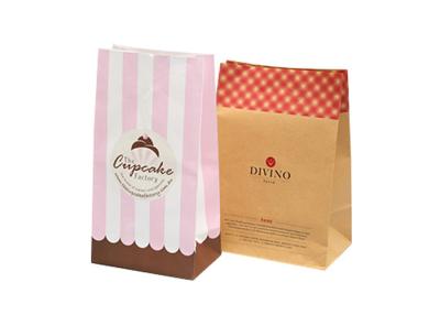 China Natural Sustainable Bakery Packaging Bags / Food Grade Brown Paper Bags for sale