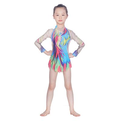 China Custom Girls Performance Dresses Sequin Gymnastics Competition Costume 110-160CM for sale