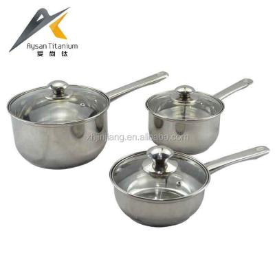 China OEM Workable Factory Cheap Saucepan 6pcs Step And Rolled Edge 4mm C Glass Lid Kinds Of Stainless Steel Kitchenware for sale