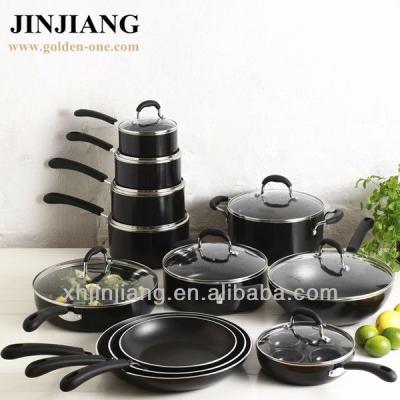 China Viable Black Color Shape Glass Nonstick Stainless Steel Cookware Jar Set for sale