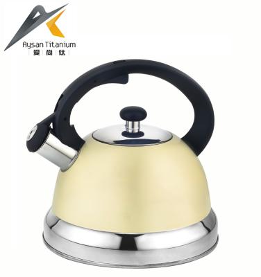 China 360 Degree Handle Stainless Steel Sleek Top Bottom Rotating Stove Whistling Tea Kettles for sale