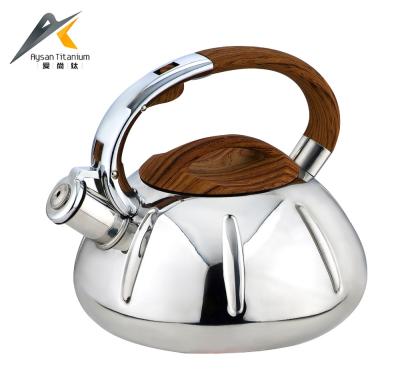 China Sustainable Wood Handle SS Piping Water Kettle For Gas for sale