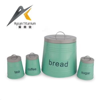 China Colorful 4 Pcs Viable Vintage Metal Home Kitchen Canister Set for sale