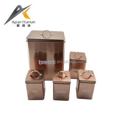 China 5pcs Viable 0.32mm Eco-Friendly Inside and Outside Printing Unique Tea Coffee Sugar Canister Set for sale