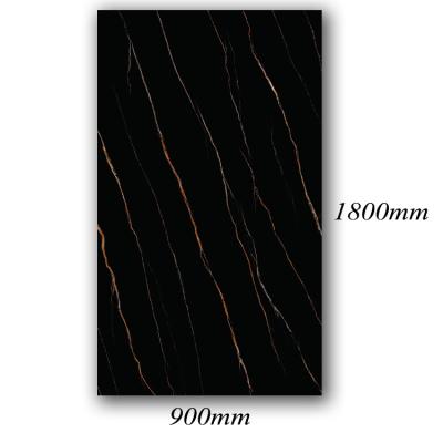 China Europe Large Black Polished Galzed Porcelain Floor Tiles 900x1800mm Full Slab for sale