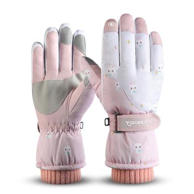 China Warm Snow Ski Waterpoof Sports Women PU Leather Waterproof Winter Snowmobile Gloves for sale