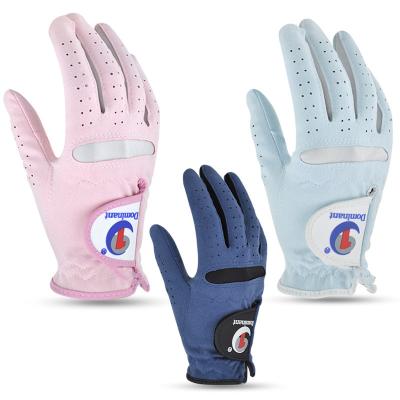 China Three Color Breathable Soft Fabric For Women Left And Right New Design Cabretta Golf Glove for sale