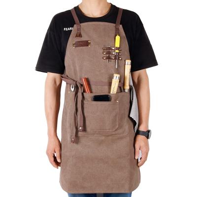 China Reinforced pockets/small hook design to facilitate daily hanging ChangRong canvas construction work custom heavy duty adjustable apron the retro for sale