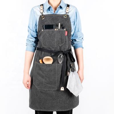 China CHANGRONG Custom New Men Women Cafe Bar Restaurant Kitchen Waterproof Canvas Apron for sale