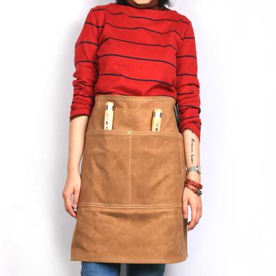 China Water Resistant Customized 2 Pocket Brown Waterproof Waxed Canvas Waist Apron for sale