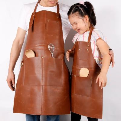 China Custom Top Selling Kids Vintage Brown High Quality Genuine Leather Apron for sale