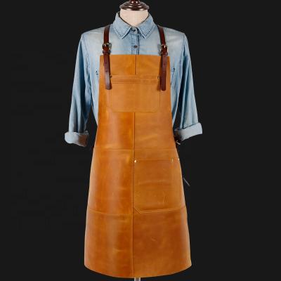 China BBQ Durable Custom Kitchen Apron Adjustable Leather Straps Workshop Logo Genuine Leather Apron For Men for sale