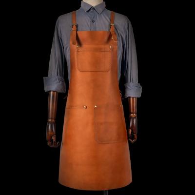 China Durable Custom Made High Quality Vintage Genuine Leather Carpenter Work Butcher Apron for sale