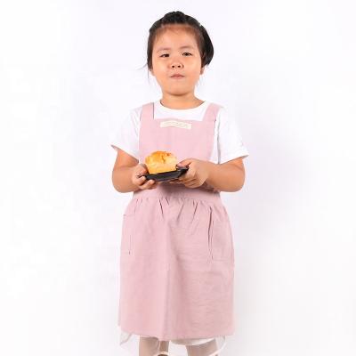 China CHANGRONG Durable Custom Made Rose Japanese Art Kids Baking Painting Canvas Apron for sale